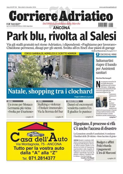 Prima-pagina-corriere adriatico-edizione-di-oggi-04-12-2024